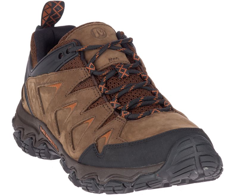 Dark Brown Merrell Pulsate 2 Leather Waterproof Wide Width Men's Hiking Shoes Canada | 36111M-2HD