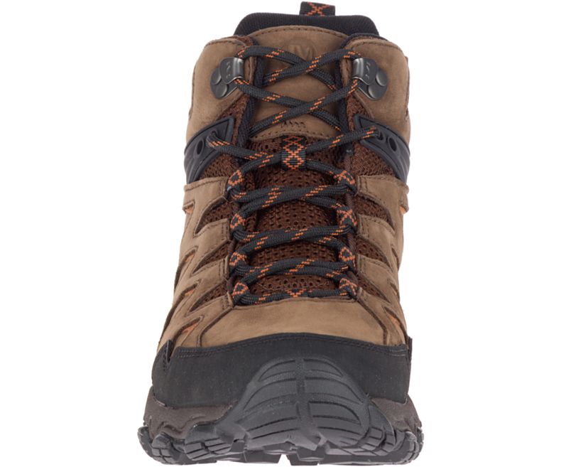 Dark Brown Merrell Pulsate 2 Mid Leather Waterproof Wide Width Men's Hiking Shoes Canada | 36109M-2HD