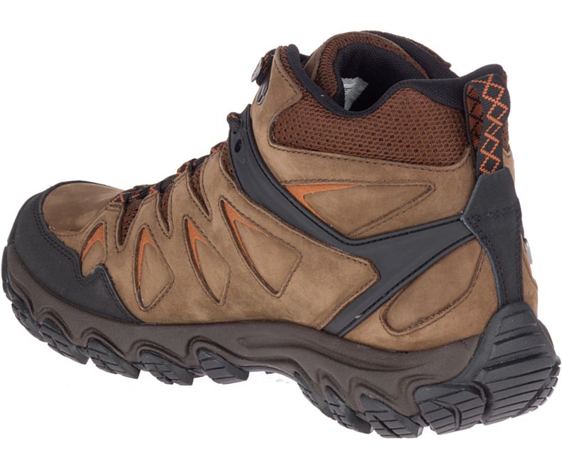 Dark Brown Merrell Pulsate 2 Mid Leather Waterproof Wide Width Men's Hiking Shoes Canada | 36109M-2HD