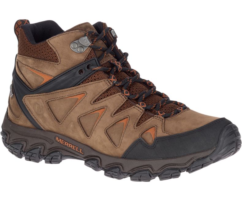 Dark Brown Merrell Pulsate 2 Mid Leather Waterproof Wide Width Men\'s Hiking Shoes Canada | 36109M-2HD