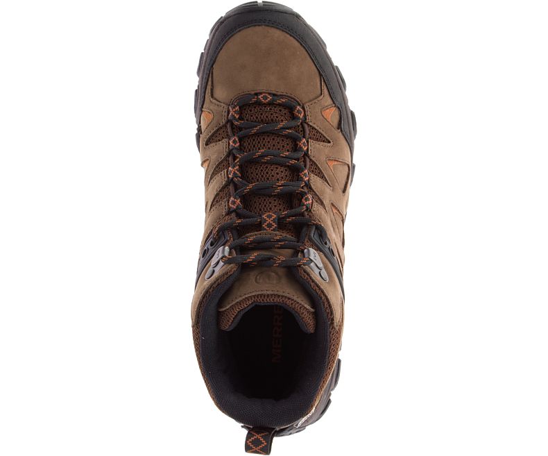 Dark Brown Merrell Pulsate 2 Mid Leather Waterproof Wide Width Men's Walking Shoes Canada | 36109M-2WD