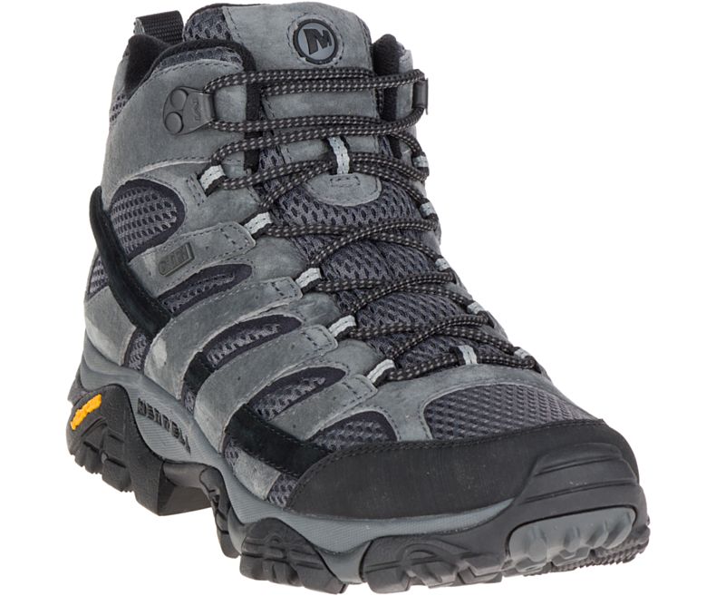 Dark Grey Merrell Moab 2 Mid Waterproof Wide Width Men's Hiking Shoes Canada | 27882M-2HD