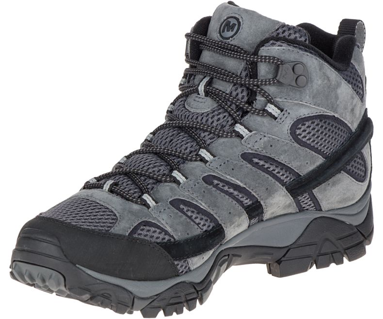 Dark Grey Merrell Moab 2 Mid Waterproof Wide Width Men's Hiking Shoes Canada | 27882M-2HD