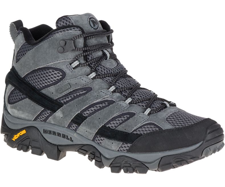 Dark Grey Merrell Moab 2 Mid Waterproof Wide Width Men\'s Hiking Shoes Canada | 27882M-2HD