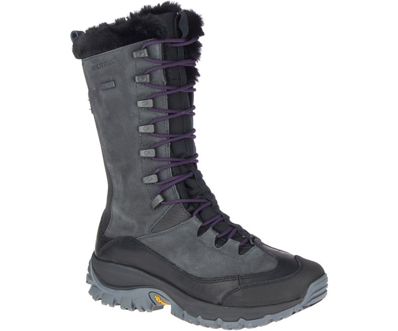 Dark Grey Merrell Thermo Rhea Tall Waterproof Women\'s Hiking Shoes Canada | 41496W-1HD