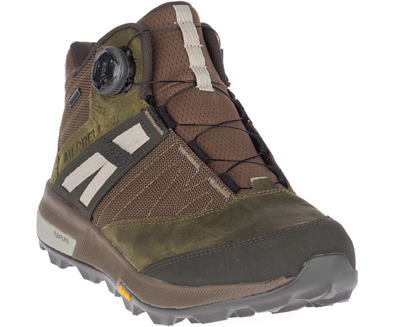 Dark Olive Merrell Zion Boa Mid GORE -TEX® Men's Hiking Shoes Canada | 41232M-2HD