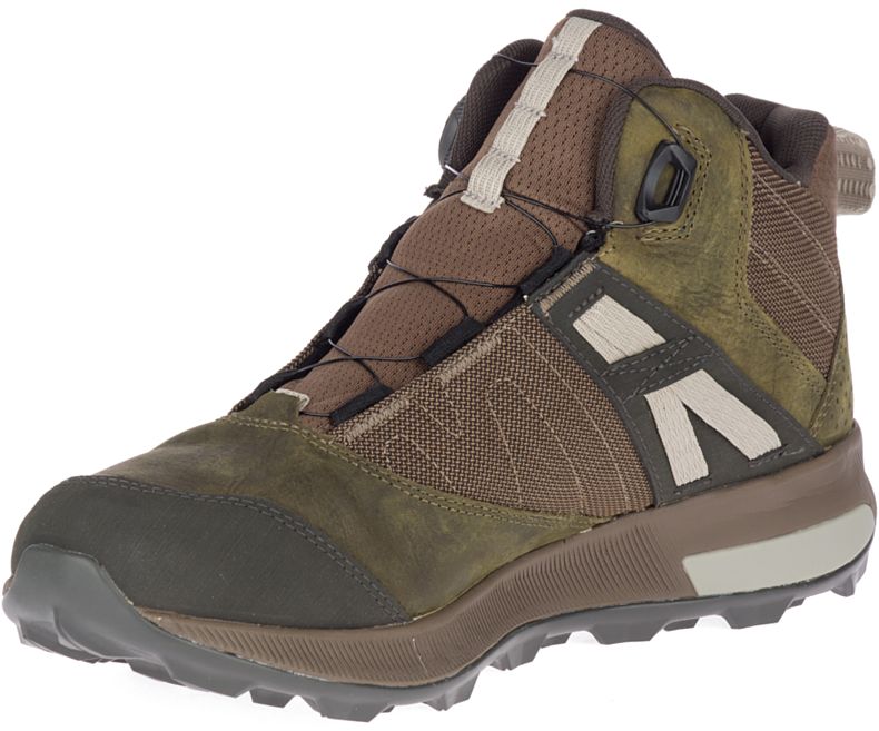 Dark Olive Merrell Zion Boa Mid GORE -TEX® Men's Hiking Shoes Canada | 41232M-2HD