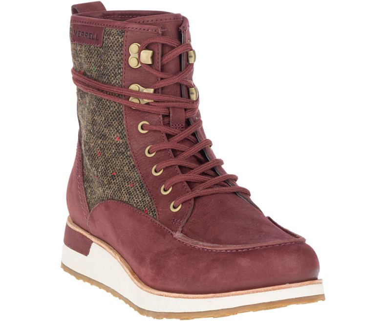 Dark Red / Olive Merrell Roam Mid Women's Boots Canada | 40977W-1BD