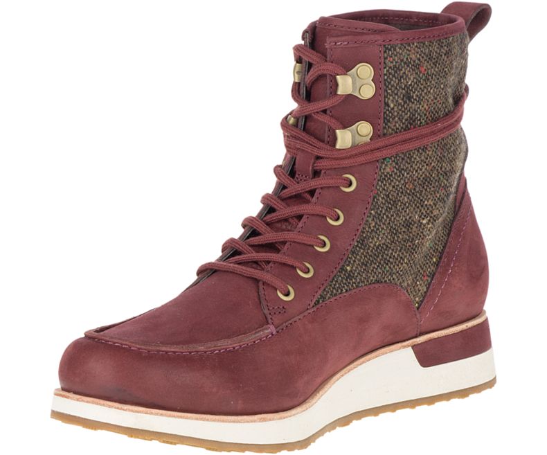 Dark Red / Olive Merrell Roam Mid Women's Boots Canada | 40977W-1BD