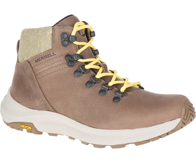 Khaki Merrell Ontario Mid Women\'s Hiking Shoes Canada | 35914W-1HK