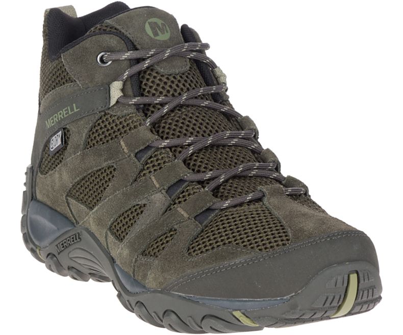 Olive Merrell Alverstone Mid Waterproof Men's Walking Shoes Canada | 35661M-2WO