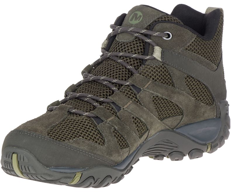 Olive Merrell Alverstone Mid Waterproof Men's Walking Shoes Canada | 35661M-2WO