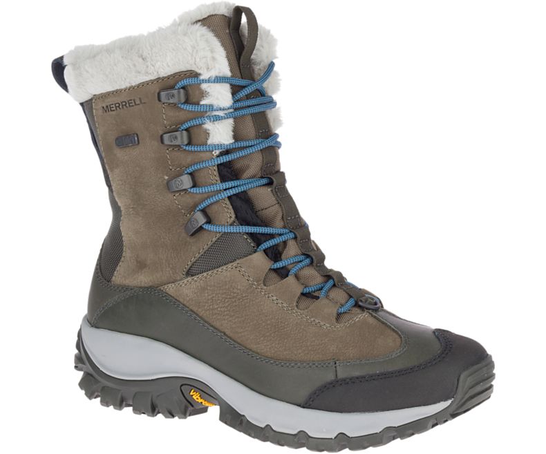 Olive Merrell Thermo Rhea Mid Waterproof Women\'s Hiking Shoes Canada | 41497W-1HO