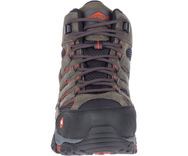 Olive / Red Merrell Moab Vertex Mid Waterproof Comp Toe Work Boot Men's Work Boots Canada | 38741M-2WO