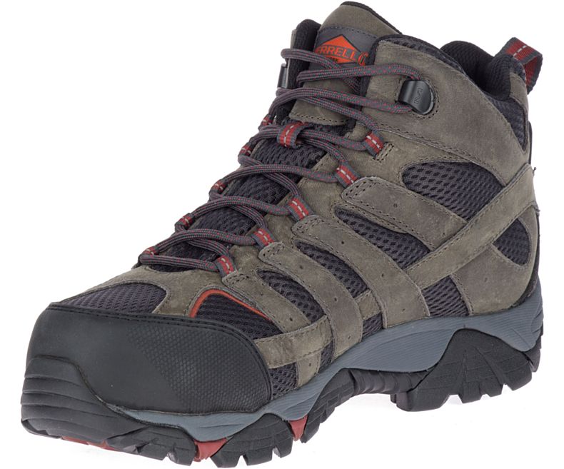 Olive / Red Merrell Moab Vertex Mid Waterproof Comp Toe Work Boot Men's Work Boots Canada | 38741M-2WO