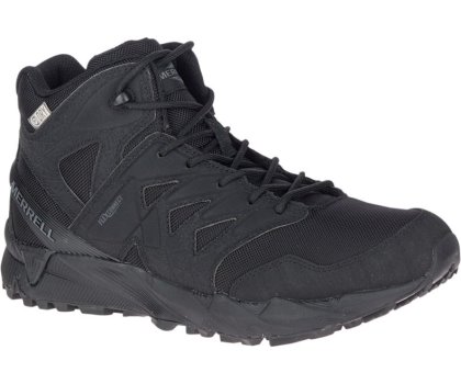 Black Merrell Agility Peak Mid Tactical Waterproof Shoe Men's Walking Shoes Canada | 40840M-2WB