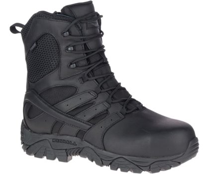 Black Merrell Moab 2 8" Tactical Response Waterproof Comp Toe Work Boot Wide Width Men's Tactical Boots Canada | 40845M-2TB