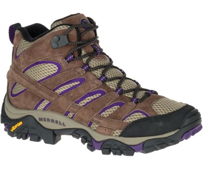 Brown / Purple Merrell Moab 2 Mid Ventilator Wide Width Women's Hiking Shoes Canada | 27938W-1HB