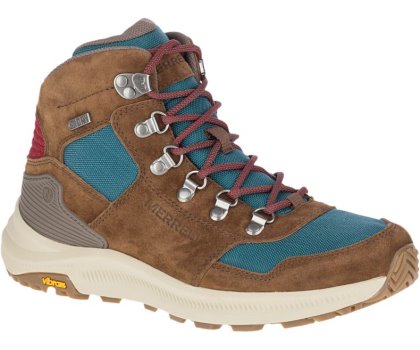 Brown / Turquoise Merrell Ontario 85 Mid Waterproof Women's Hiking Shoes Canada | 39218W-1HB