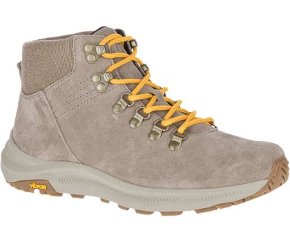 Brown / Yellow Merrell Ontario Suede Mid Women's Hiking Shoes Canada | 40756W-1HA