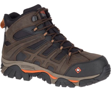 Dark Brown Merrell Moab 2 Peak Mid Waterproof Comp Toe Work Boot Men's Work Boots Canada | 33504M-2WO