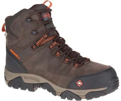 Dark Brown Merrell Phaserbound Mid Waterproof Comp Toe Work Boot Men's Waterproof Boots Canada | 29079M-2WD