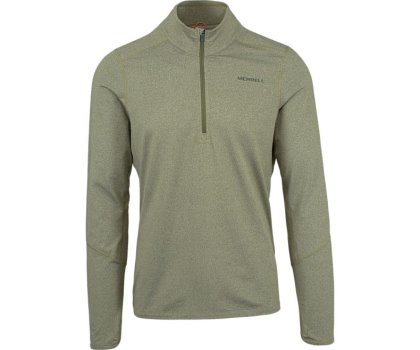 Olive Merrell BetaTherm 1/4 Zip Mid-Layer Fleece Men's Long Sleeve Shirts Canada | 35764M-2LO