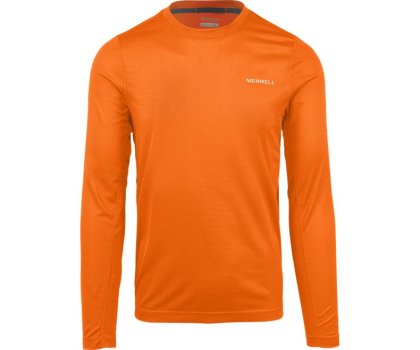 Orange Merrell Entrada II Long Sleeve Wicking Tech Tee Men's Long Sleeve Shirts Canada | 32834M-2LO